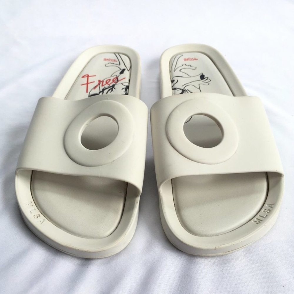 Melissa Beach slide jelly sandals white Free Love